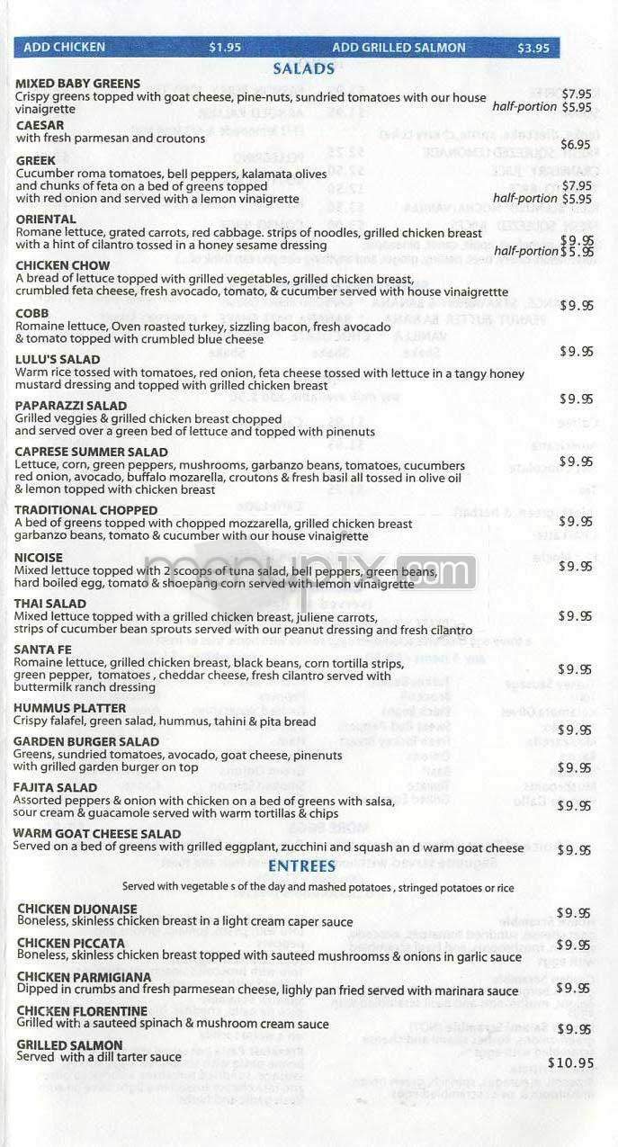 Lulu's Cafe - Los Angeles, CA menu_pic