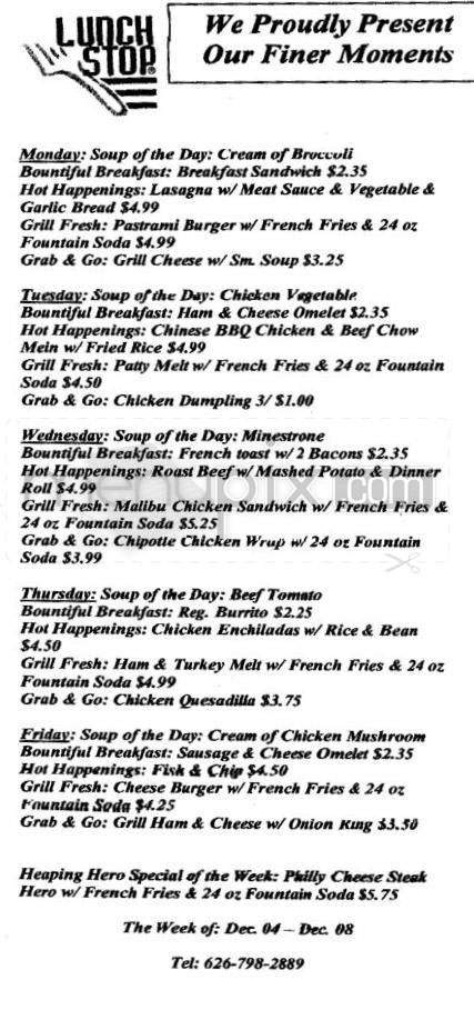 Lunch Stop - Pasadena, CA menu_pic