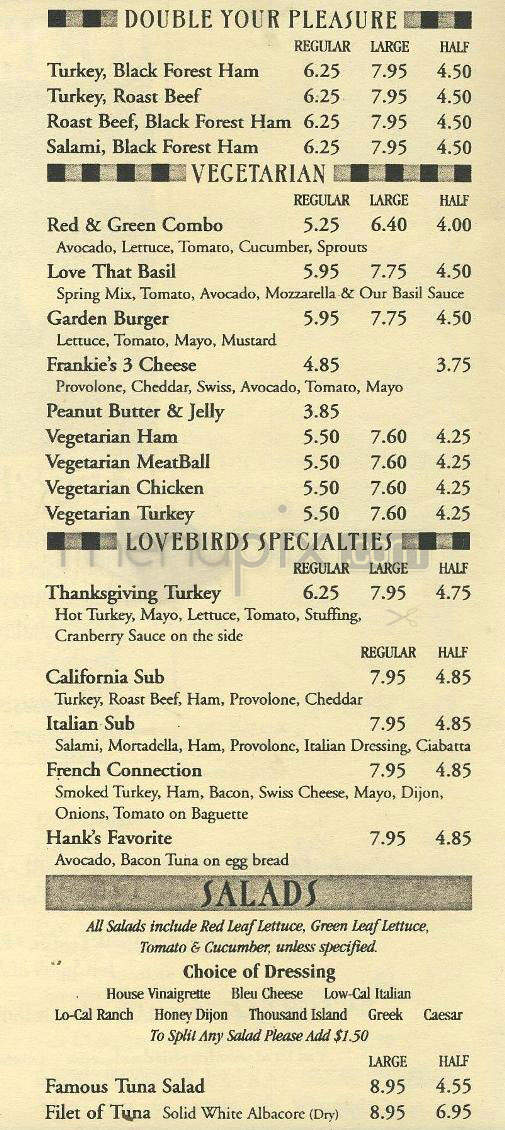 Lovebirds Cafe & Bakery - Pasadena, CA menu_pic