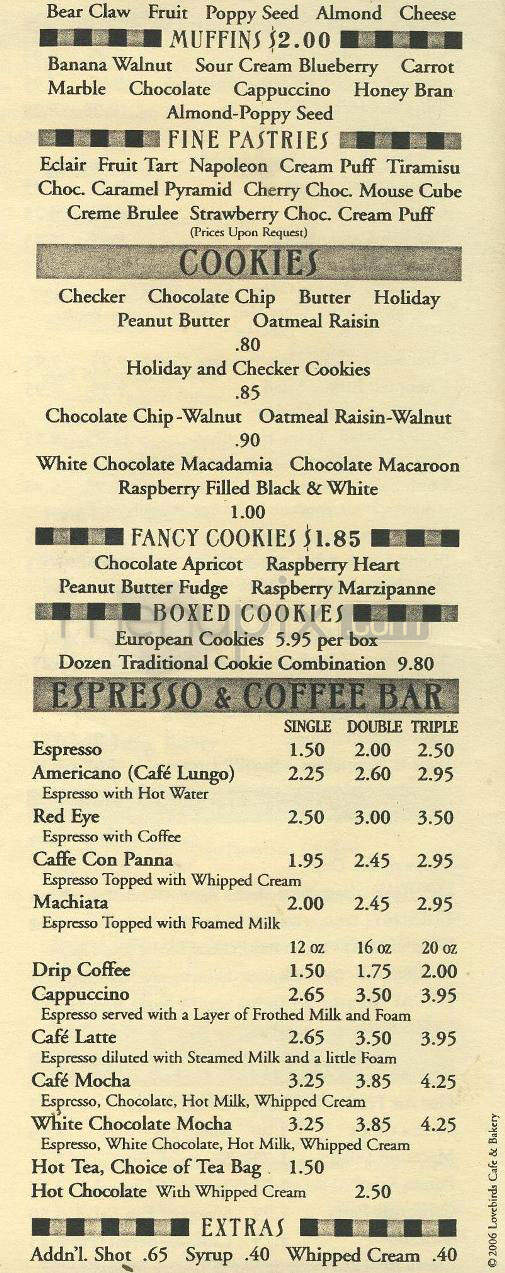 Lovebirds Cafe & Bakery - Pasadena, CA menu_pic