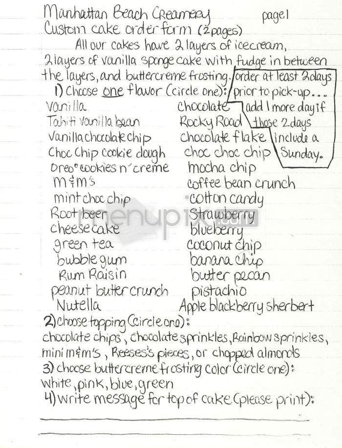 Manhattan Beach Creamery - Manhattan Beach, CA menu_pic