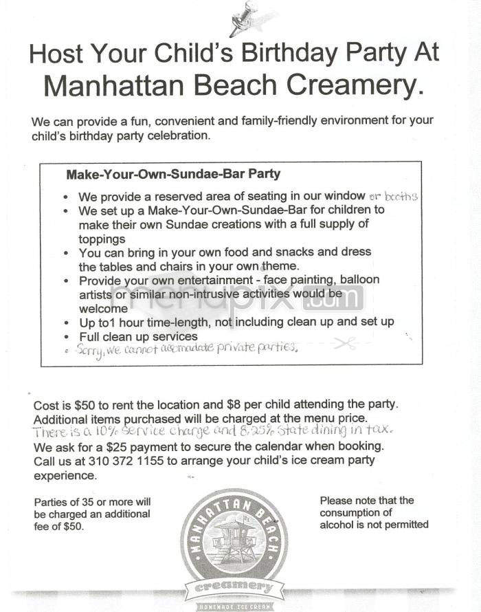 Manhattan Beach Creamery - Manhattan Beach, CA menu_pic