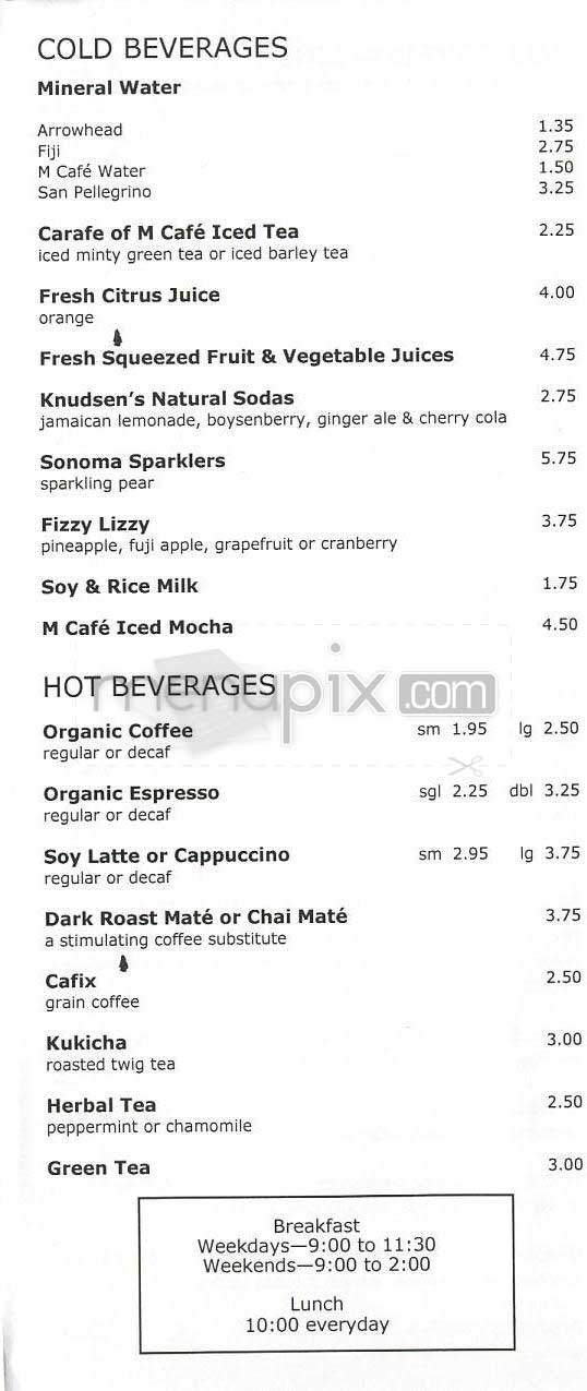 M Cafe de Chaya - West Hollywood, CA menu_pic
