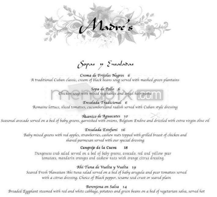Madres Restaurant - Pasadena, CA menu_pic