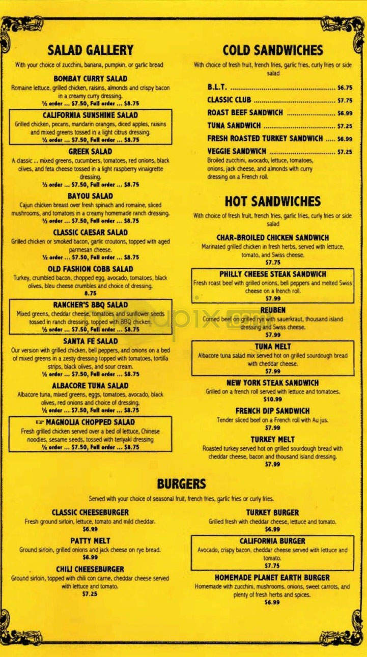 The Magnolia Grille - North Hollywood, CA menu_pic