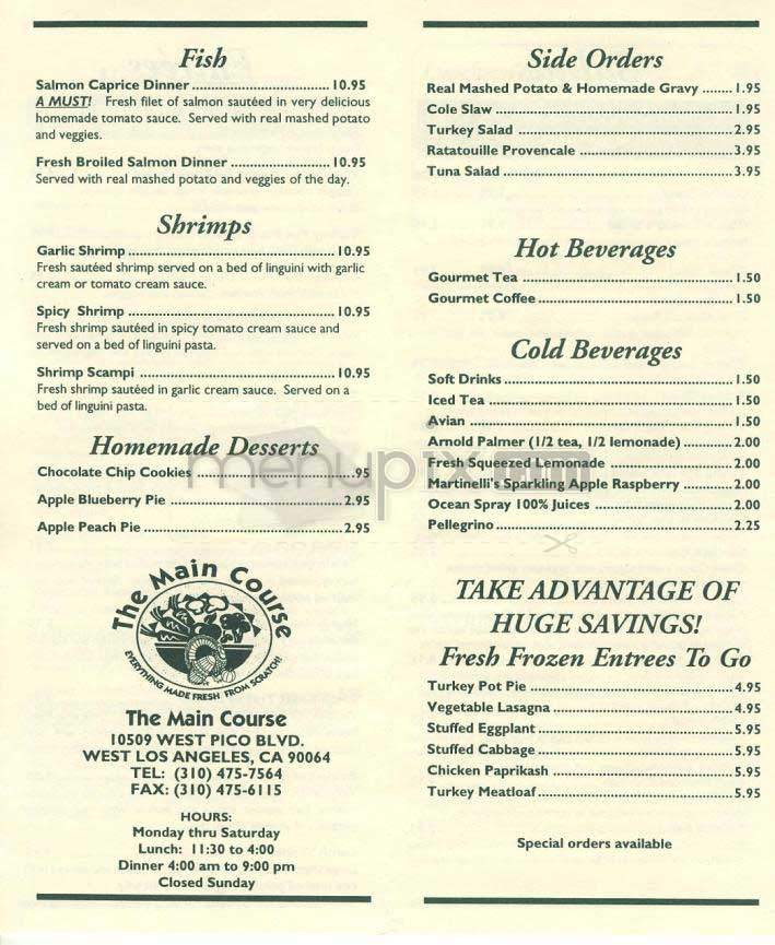 Main Course - Los Angeles, CA menu_pic