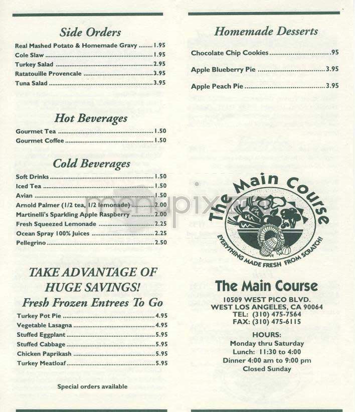 Main Course - Los Angeles, CA menu_pic