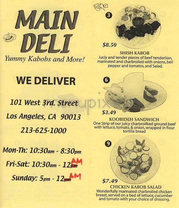 Main Deli - Los Angeles, CA menu_pic