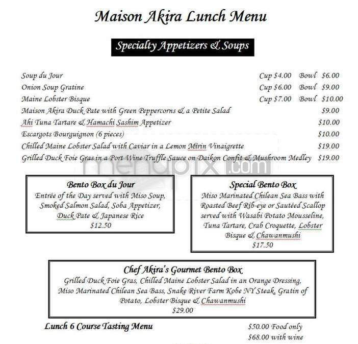 Maison Akira Restaurant - Pasadena, CA menu_pic