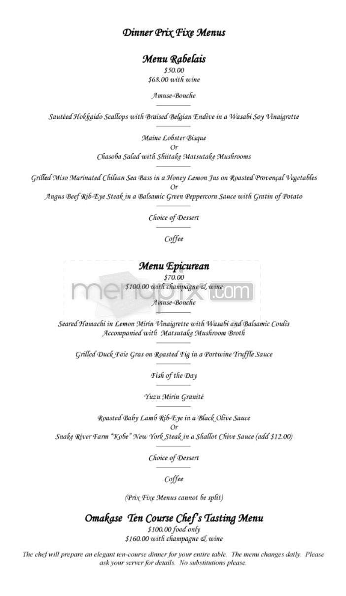 Maison Akira Restaurant - Pasadena, CA menu_pic