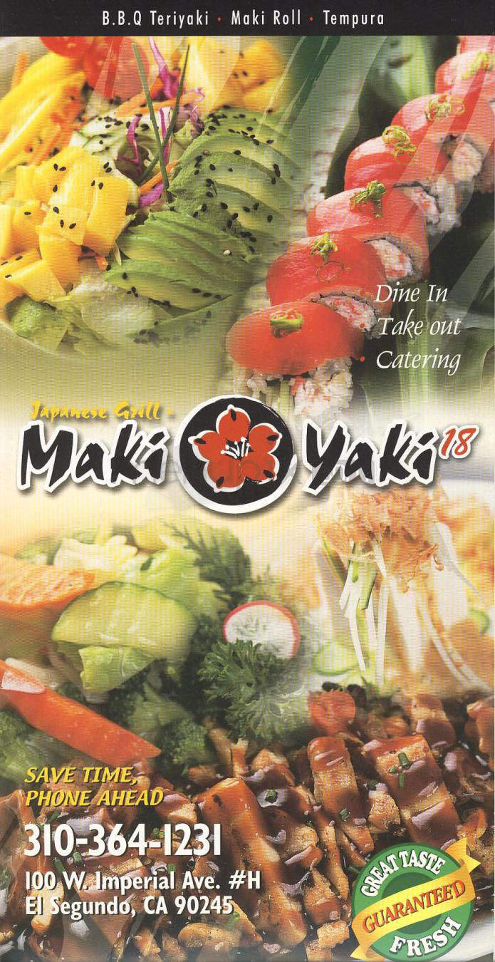 Maki Yaki - El Segundo, CA menu_pic
