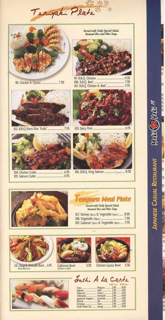 Maki Yaki - El Segundo, CA menu_pic