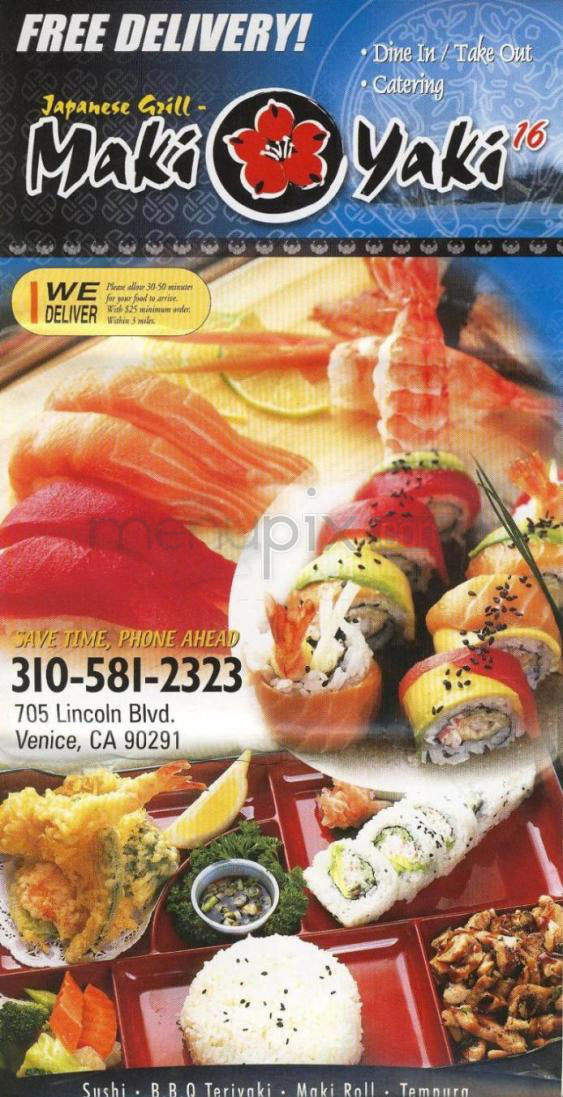 Maki Yaki - Venice, CA menu_pic