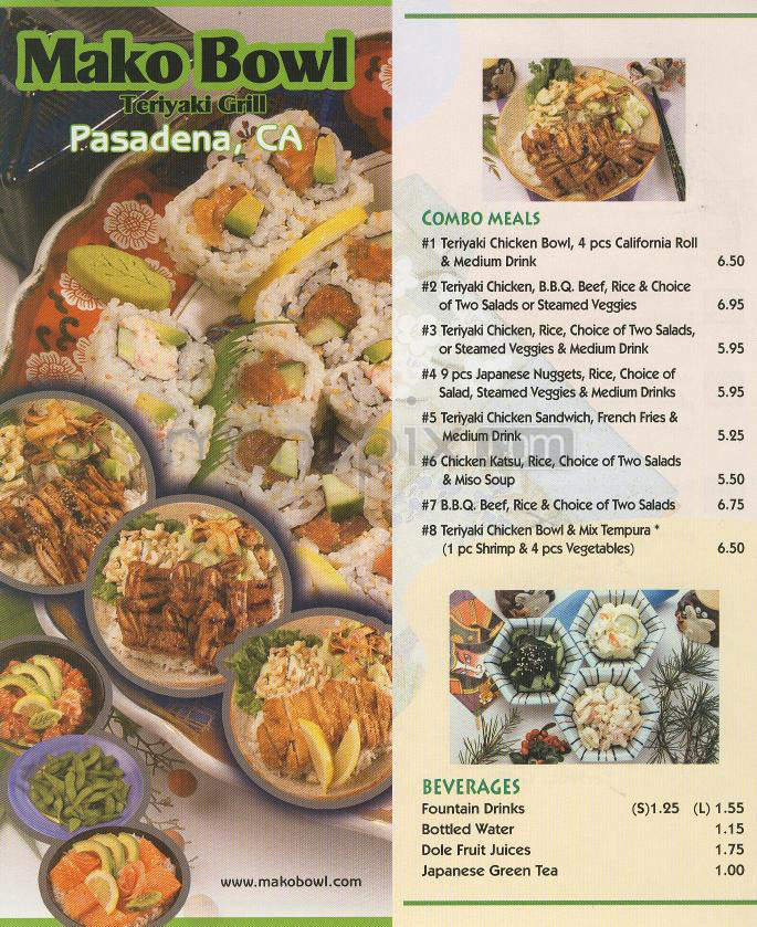 Mako Bowl - Pasadena, CA menu_pic