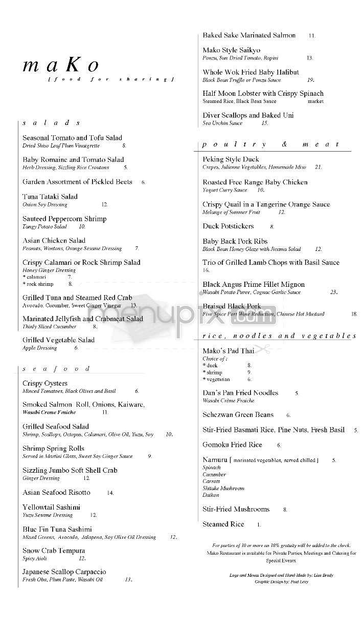Mako - Beverly Hills, CA menu_pic