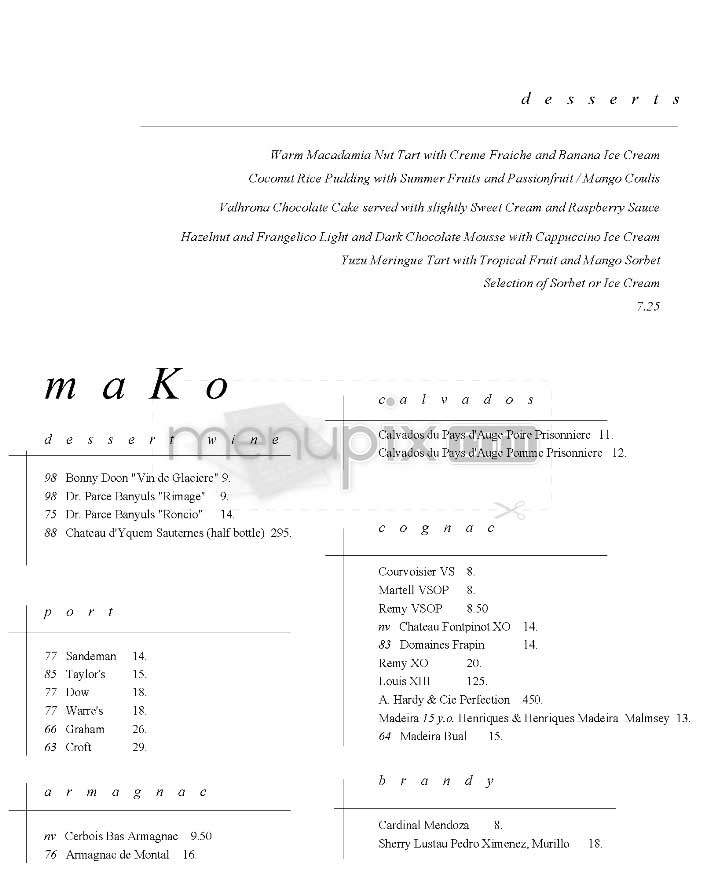 Mako - Beverly Hills, CA menu_pic
