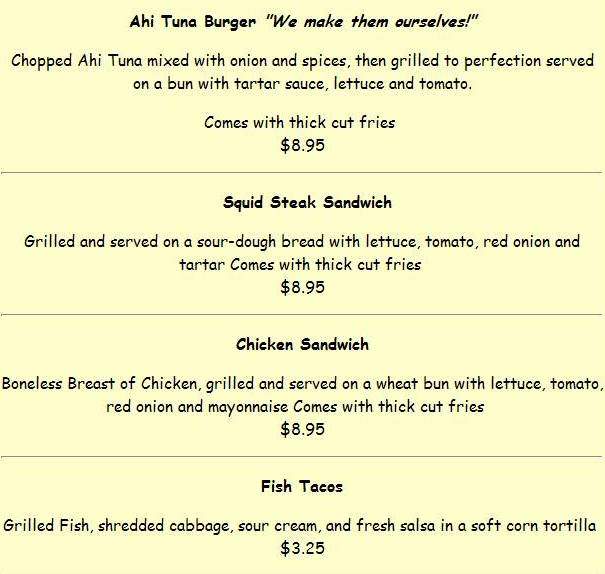 Malibu Seafood - Malibu, CA menu_pic