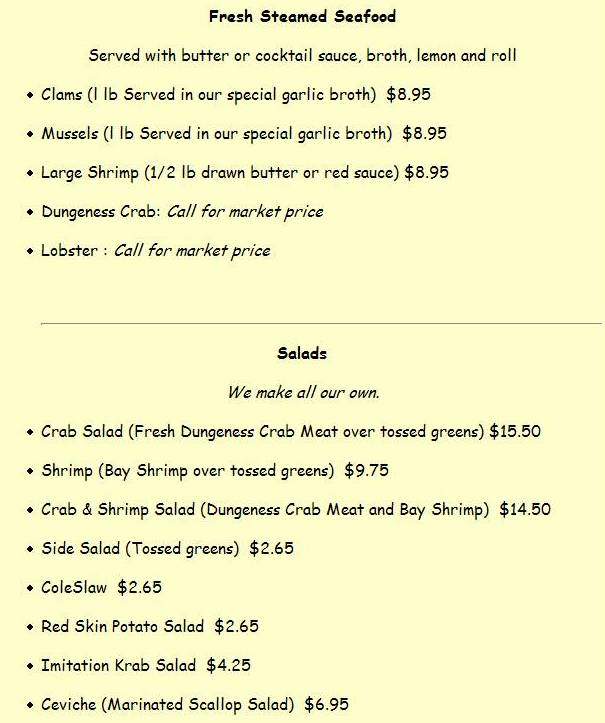 Malibu Seafood - Malibu, CA menu_pic