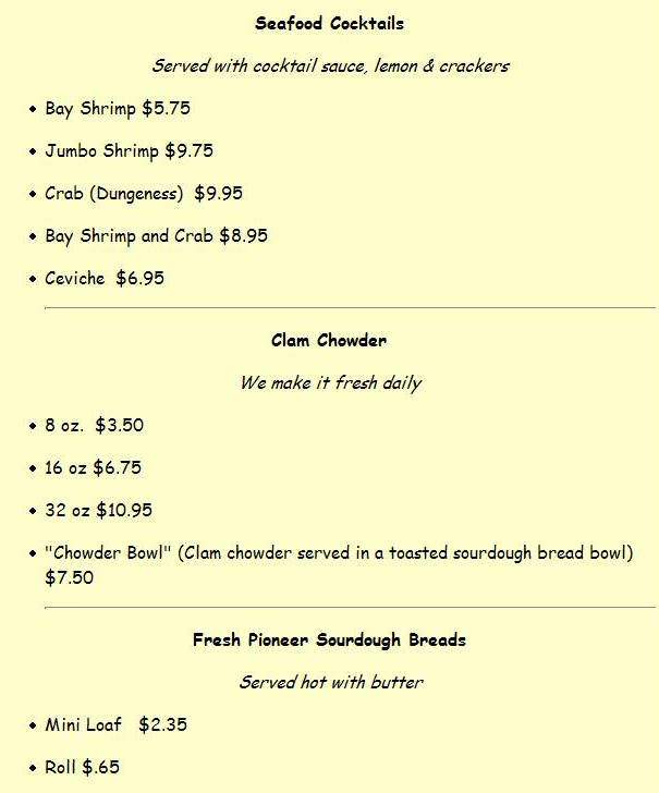 Malibu Seafood - Malibu, CA menu_pic