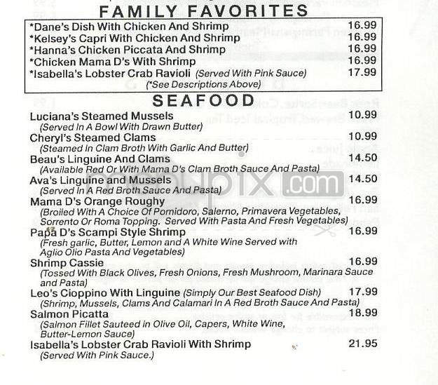 Mama D's Italian - Manhattan Beach, CA menu_pic