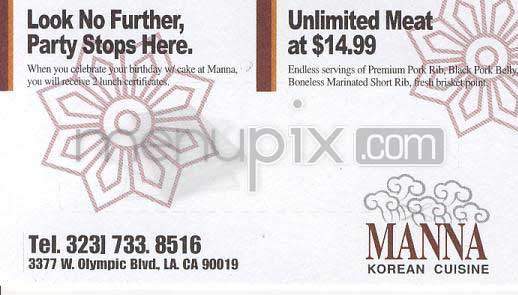 Manna - Seattle, WA menu_pic