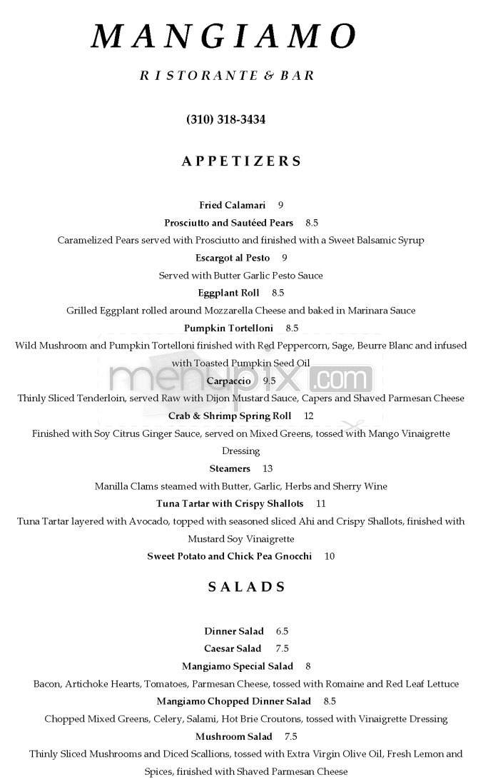 Mangiamo Restaurant - Manhattan Beach, CA menu_pic