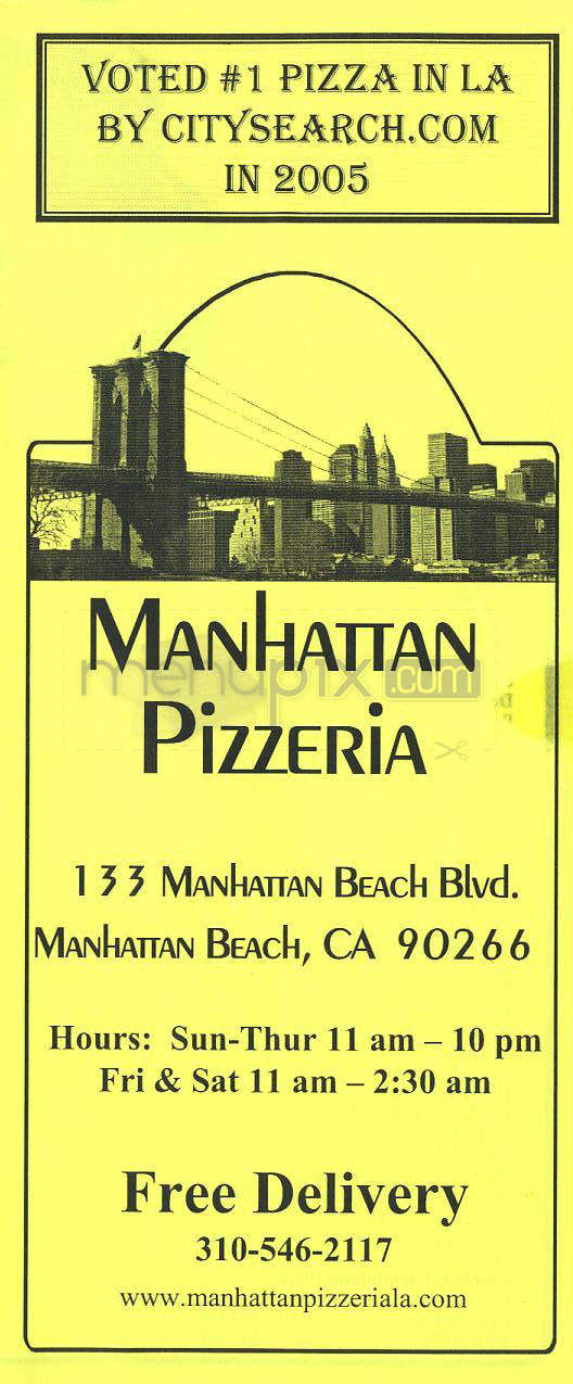 Manhattan Pizzeria - Manhattan Beach, CA menu_pic