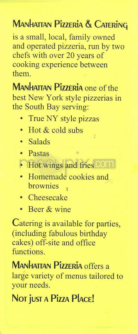 Manhattan Pizzeria - Manhattan Beach, CA menu_pic