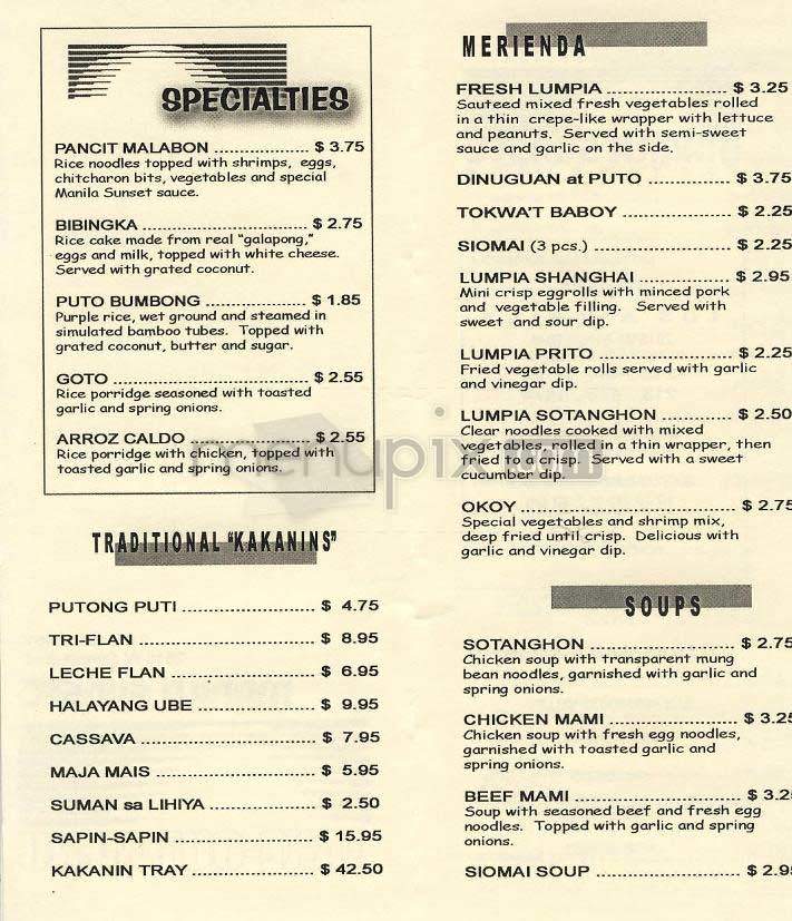 Manila Sunset - Los Angeles, CA menu_pic