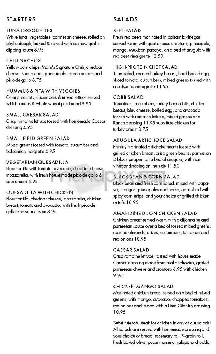 Mani's Bakery Cafe - Santa Monica, CA menu_pic
