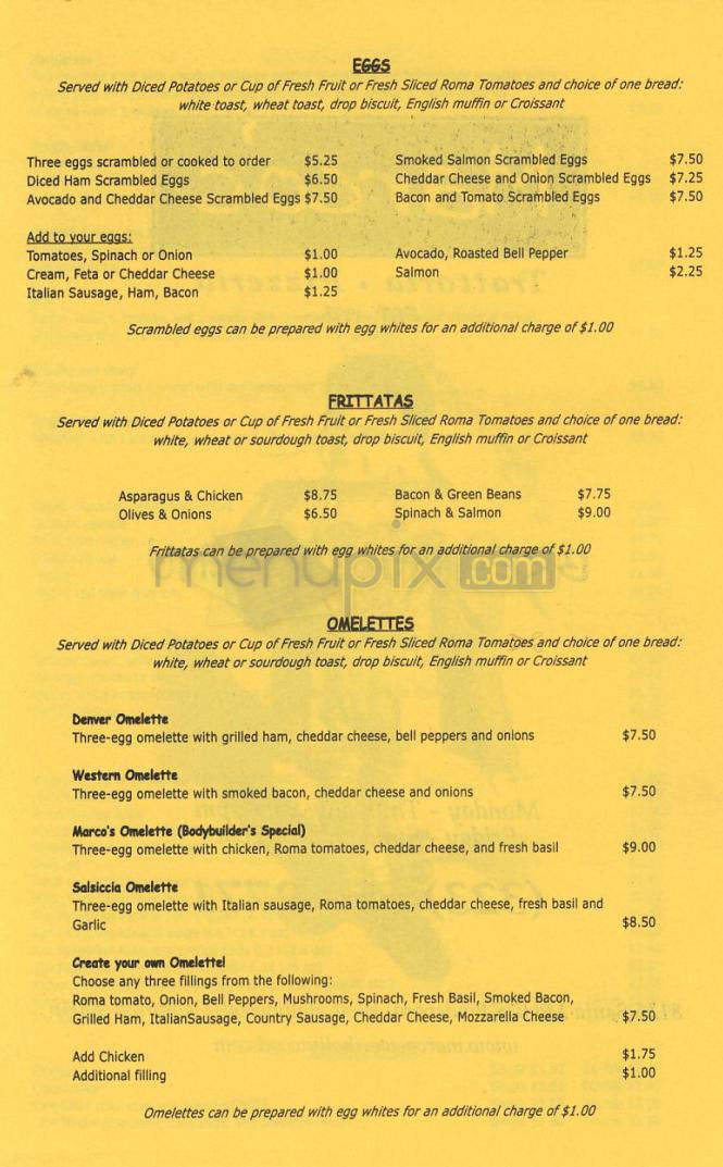 Marco's Trattoria - West Hollywood, CA menu_pic