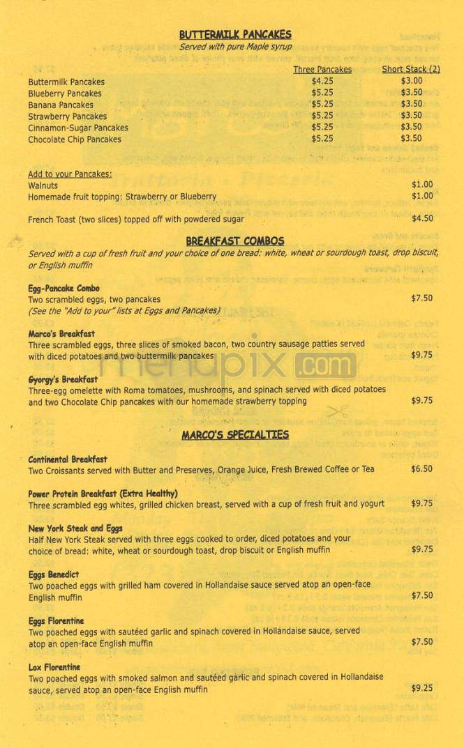 Marco's Trattoria - West Hollywood, CA menu_pic
