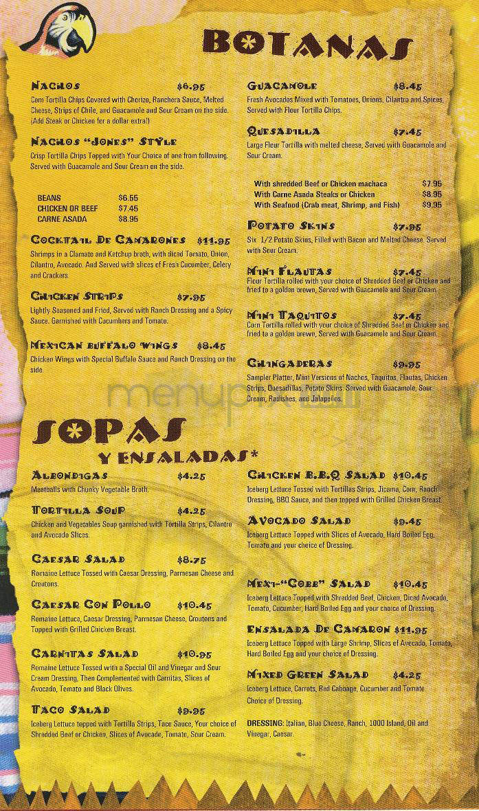 Margarita Jones Restaurant - Pasadena, CA menu_pic