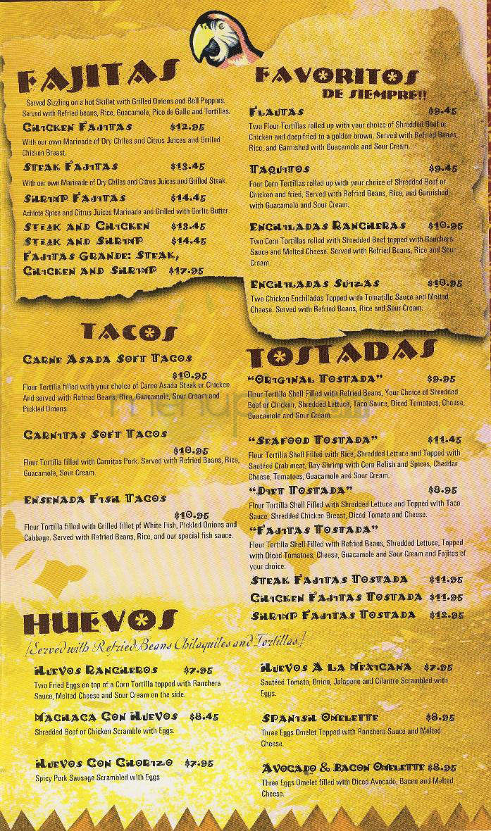 Margarita Jones Restaurant - Pasadena, CA menu_pic