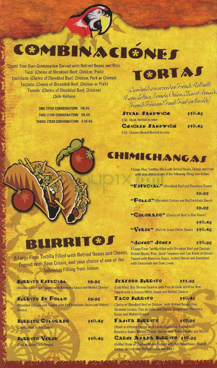Margarita Jones Restaurant - Pasadena, CA menu_pic