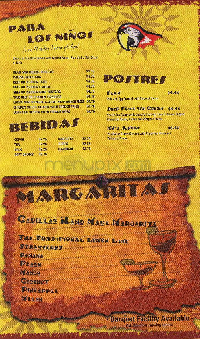 Margarita Jones Restaurant - Pasadena, CA menu_pic