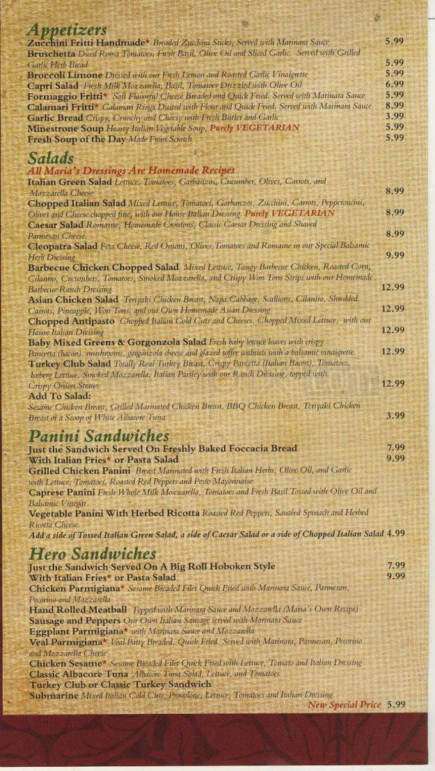 Maria's Italian Kitchen - Northridge, CA menu_pic