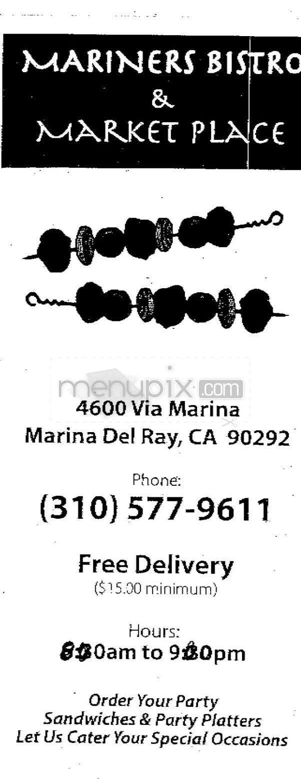 Mariner's Bistro - Marina Del Rey, CA menu_pic