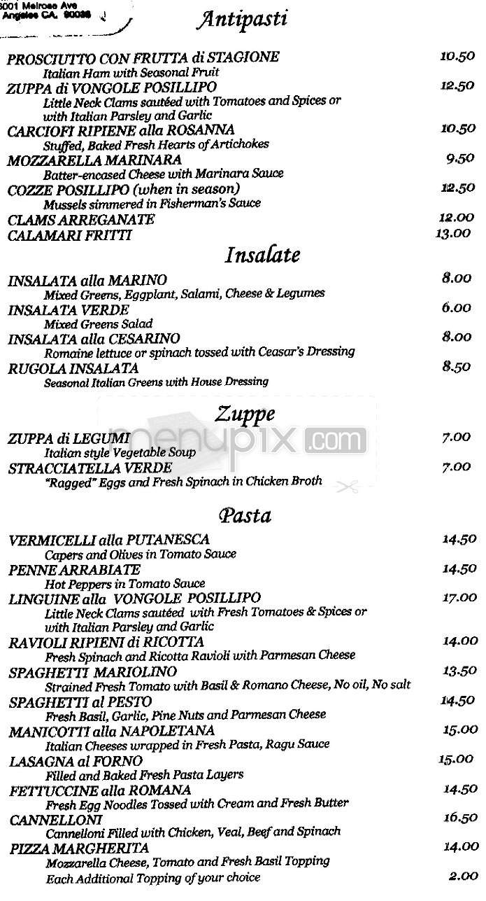 Marino Ristorante - Los Angeles, CA menu_pic