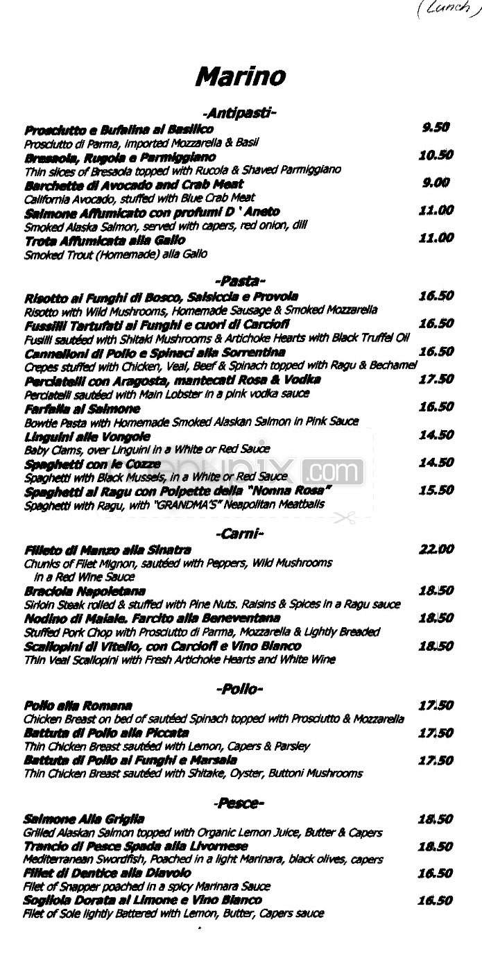 Marino Ristorante - Los Angeles, CA menu_pic