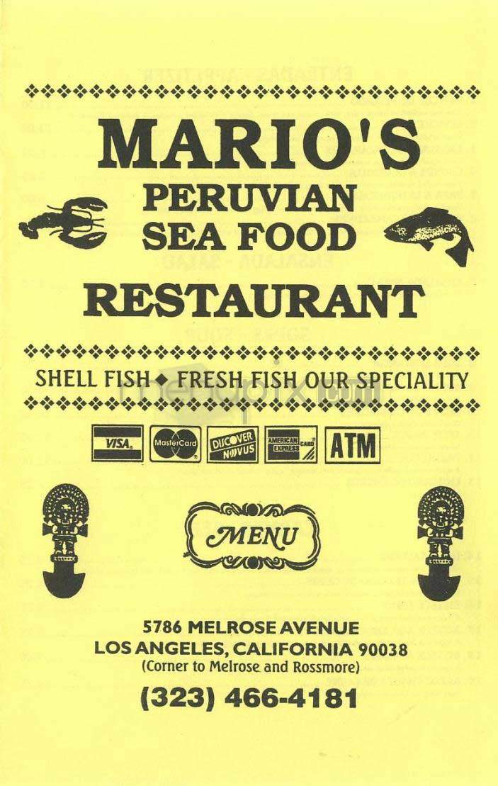 Mario's - Los Angeles, CA menu_pic