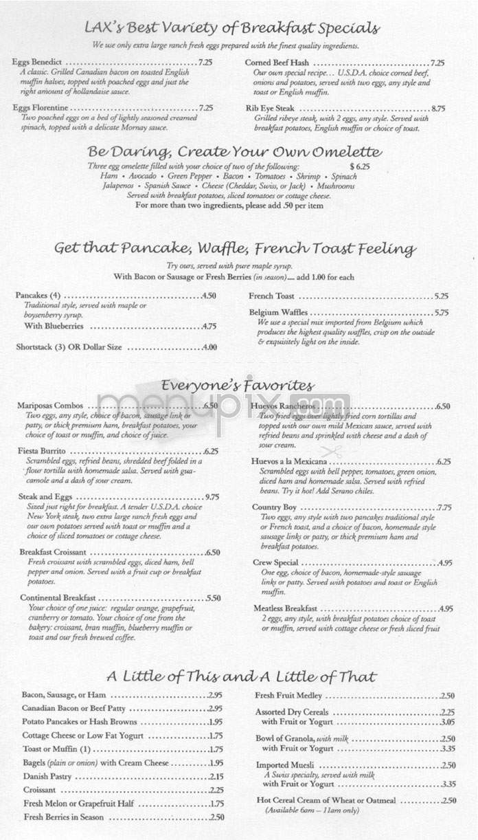 Mariposas (Hacienda Hotel) - El Segundo, CA menu_pic