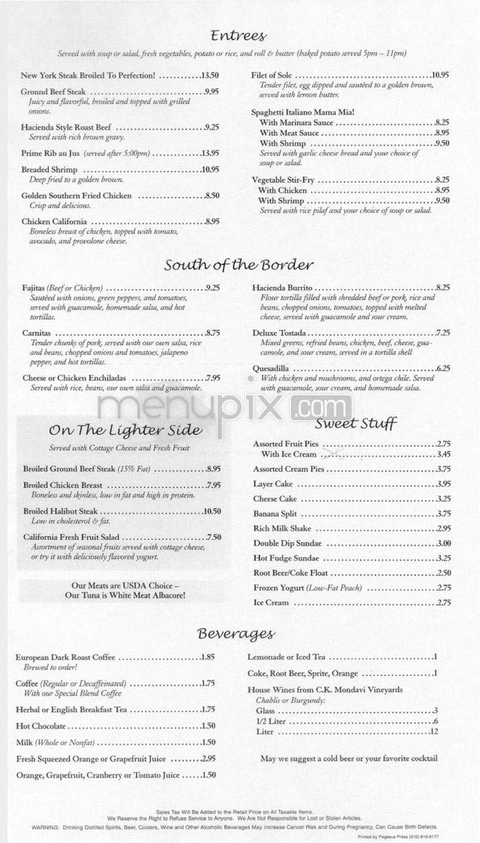 Mariposas (Hacienda Hotel) - El Segundo, CA menu_pic