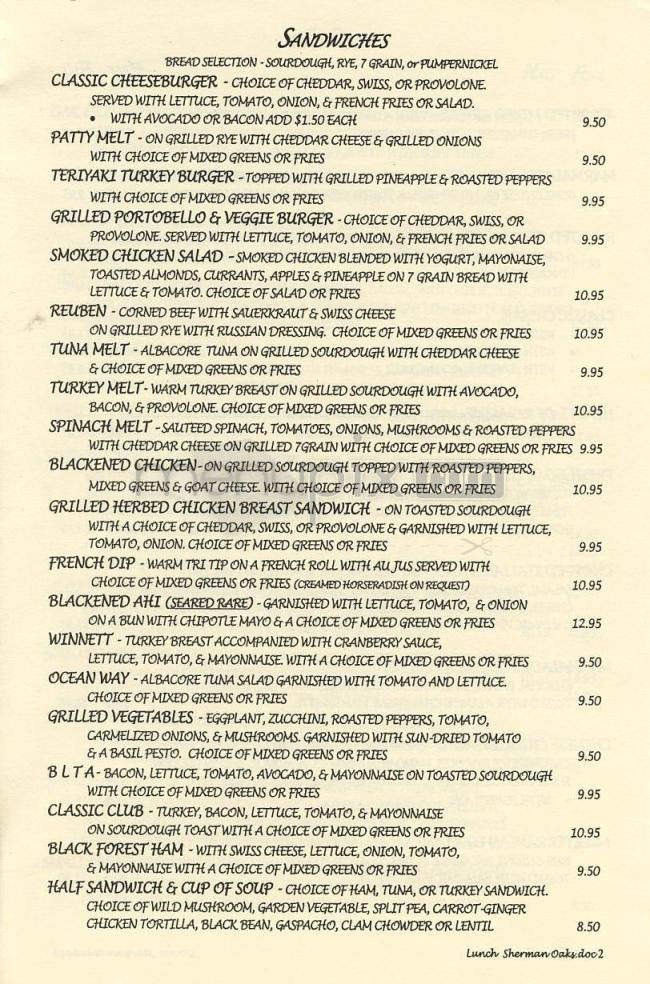 Marmalade Cafe - Sherman Oaks, CA menu_pic