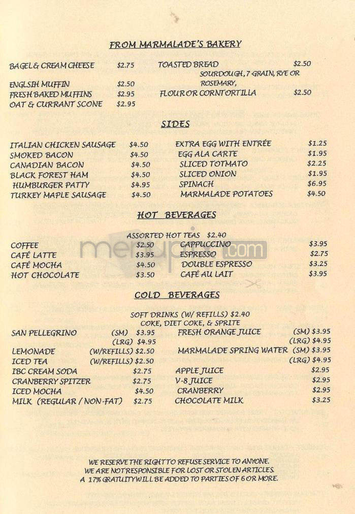 Marmalade Cafe - Malibu, CA menu_pic
