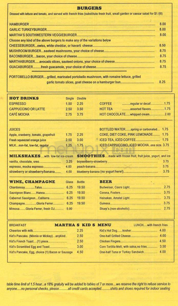 Martha's 22nd Street Grill - Hermosa Beach, CA menu_pic