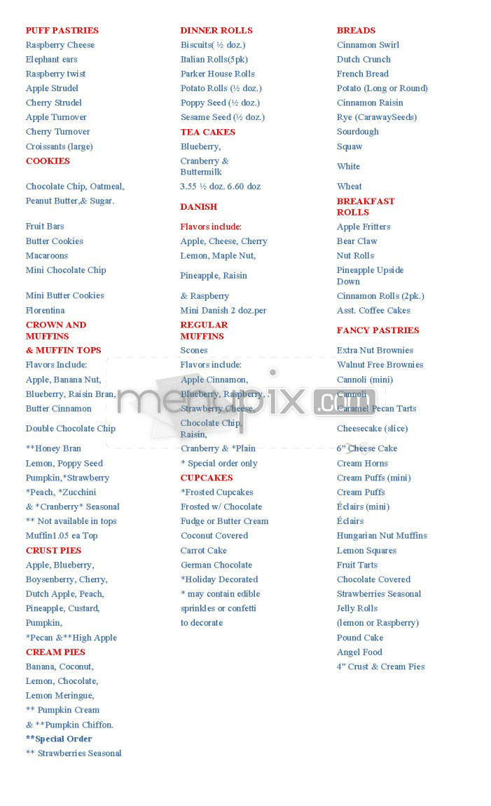 Martino's Bakery - Burbank, CA menu_pic