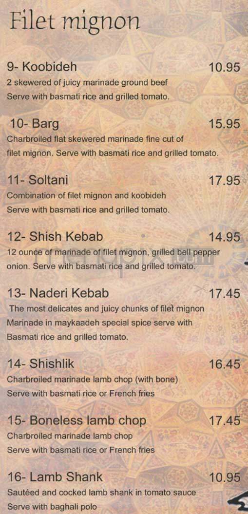 Maykadeh - Encino, CA menu_pic