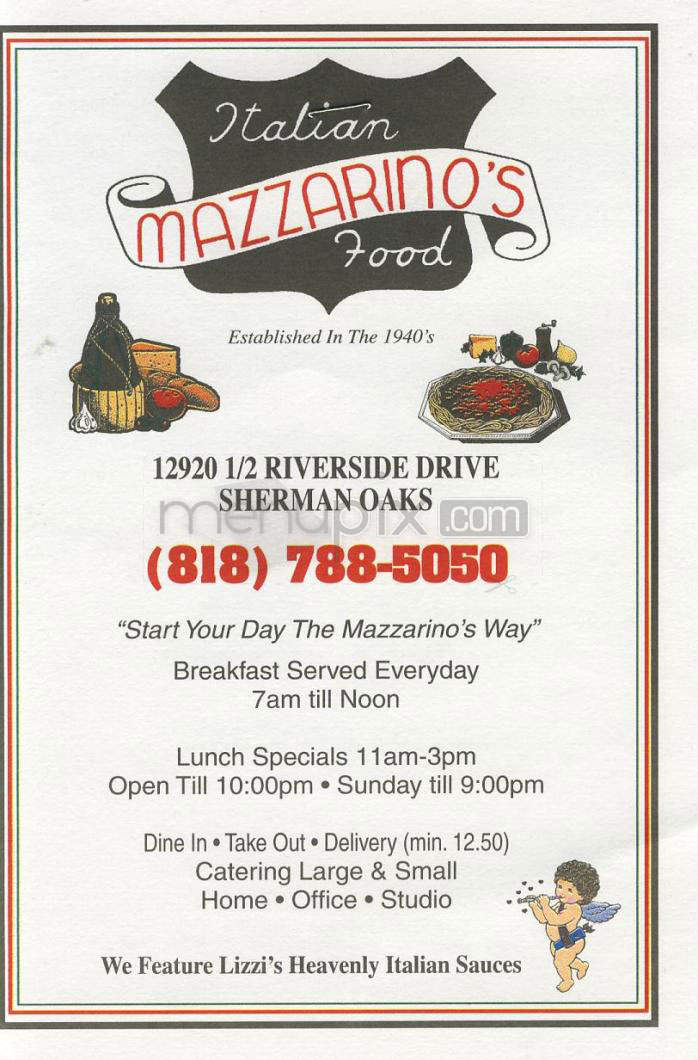 Mazzarino's - Sherman Oaks, CA menu_pic