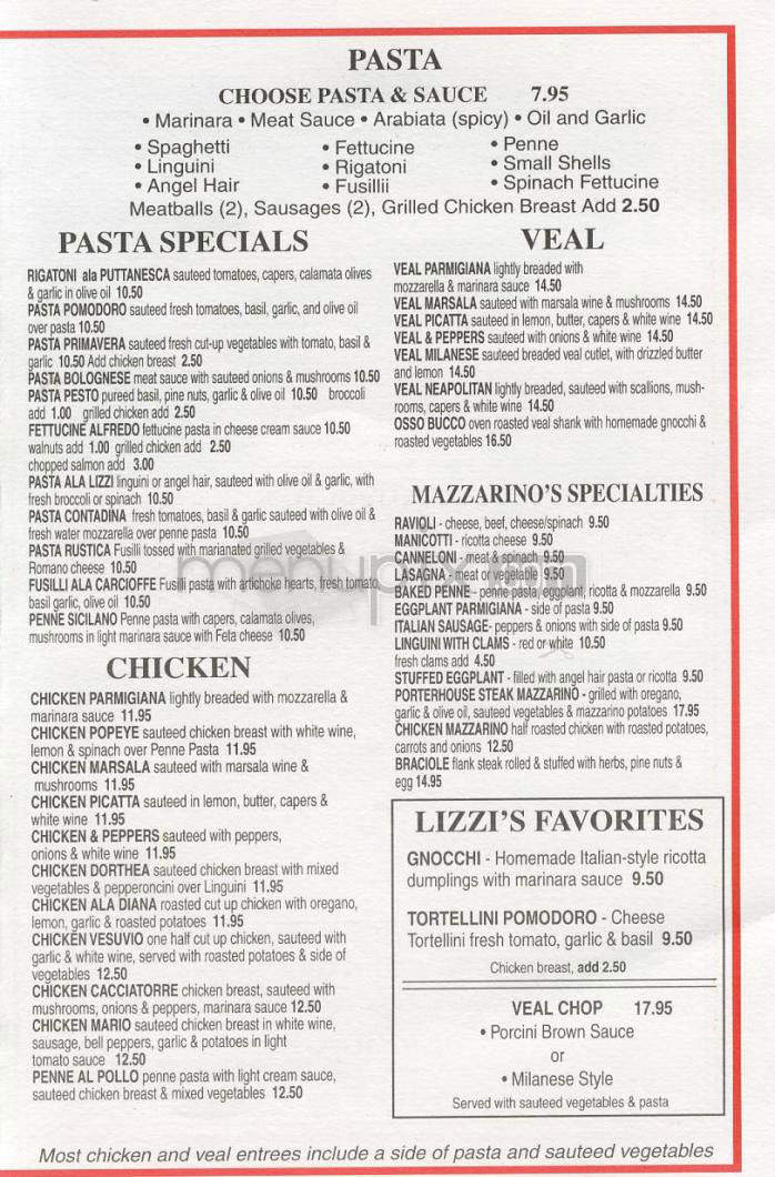Mazzarino's - Sherman Oaks, CA menu_pic